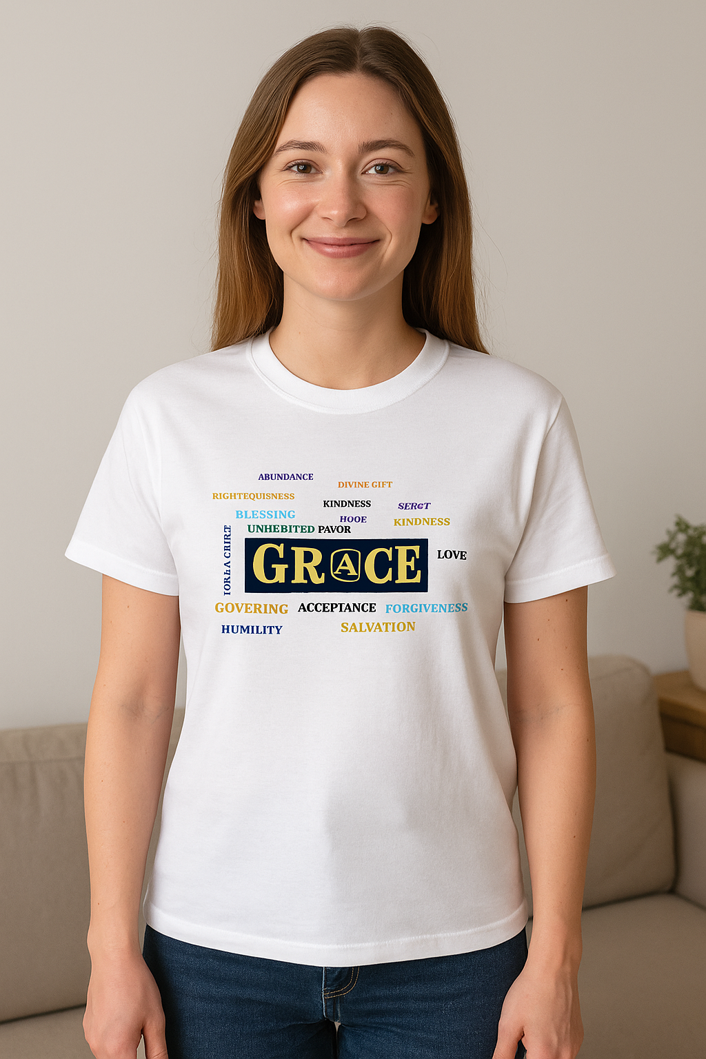 Short Sleeve Shirt - GRACE Word Art Tee – A Statement of Mercy, Favor, & Love