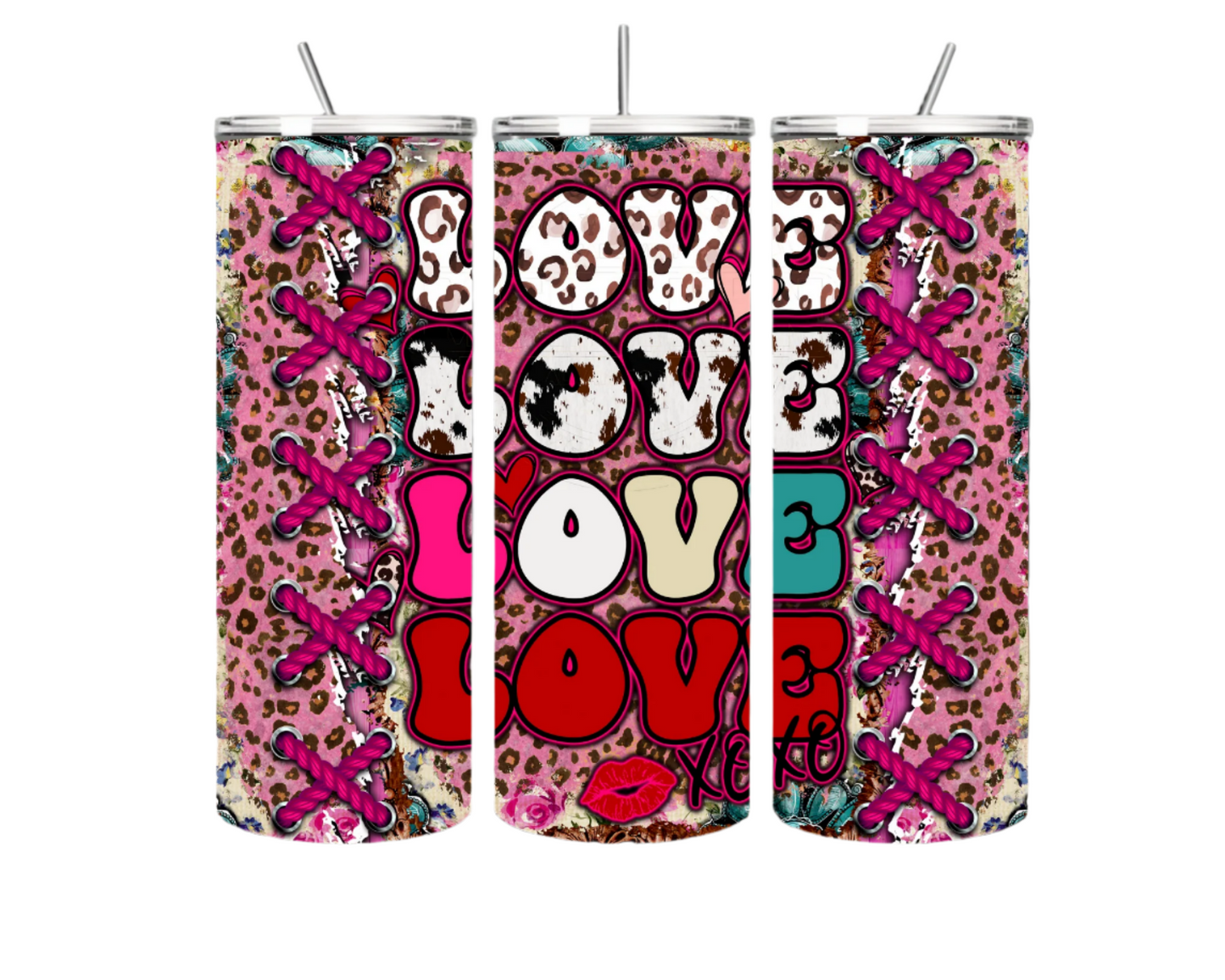“Love Love Love” Valentine Skinny Tumbler – 20oz