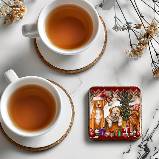 “Paws & Presents” Christmas Dogs Coaster
