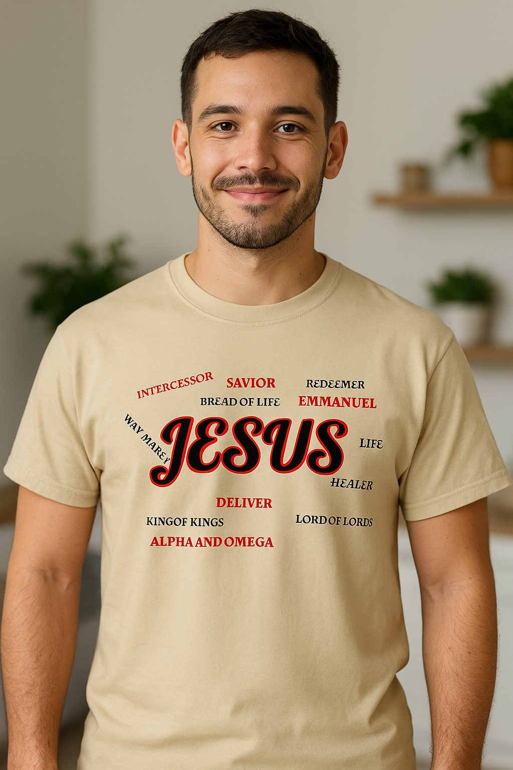 Short Sleeve Shirt - JESUS Word Art Tee – Bold Faith wear for Every Believer