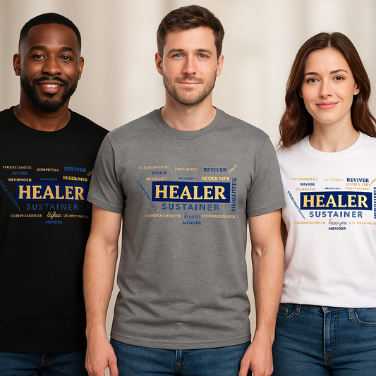 "Healer + Sustainer" Word Art Tee Collection