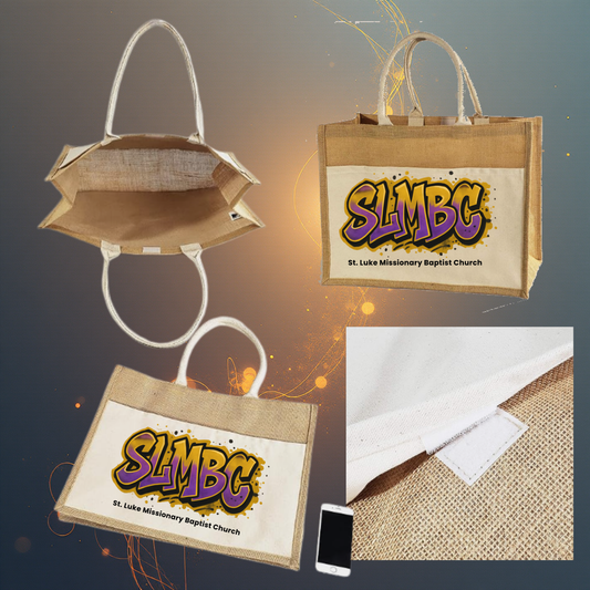 St. Luke SLMBC Graffiti Tote Bag – Faith with Bold Expression Purple & Gold