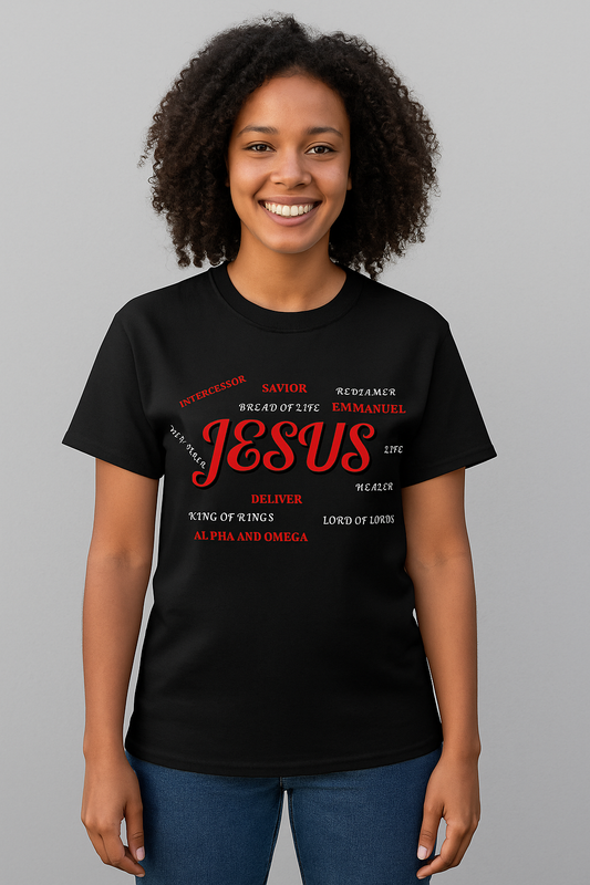 Short Sleeve Shirt - JESUS Word Art Tee – Bold Faith wear for Every Believer