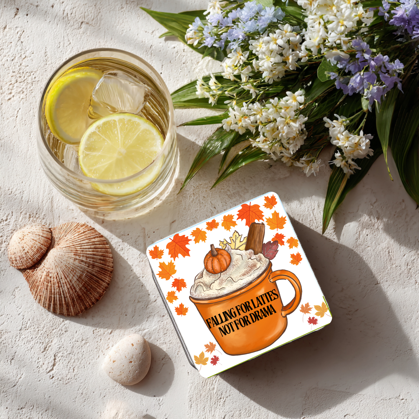 “Falling for Lattes, Not for Drama” Fall Coaster