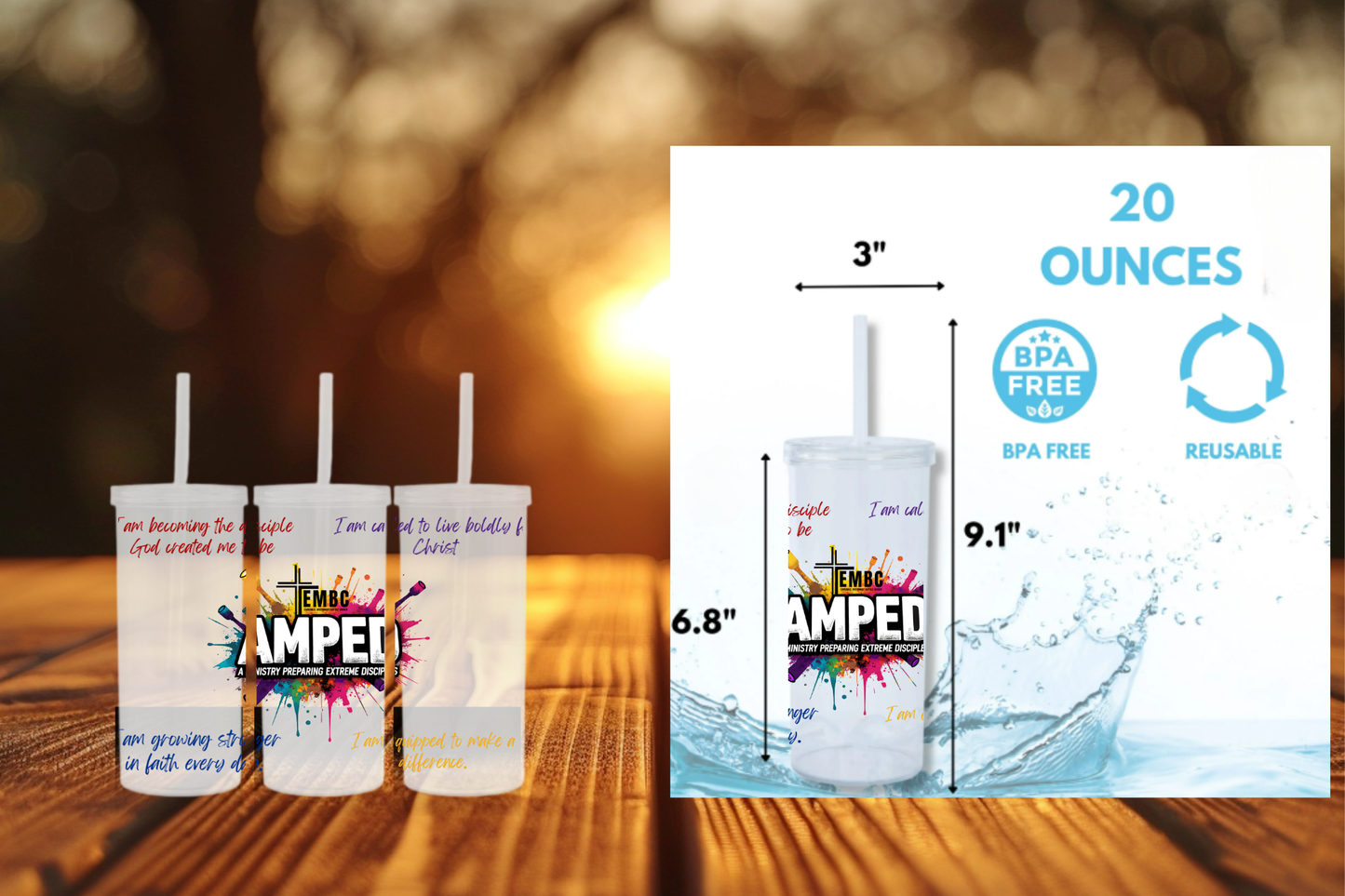 AMPED Clear Cup with Straw