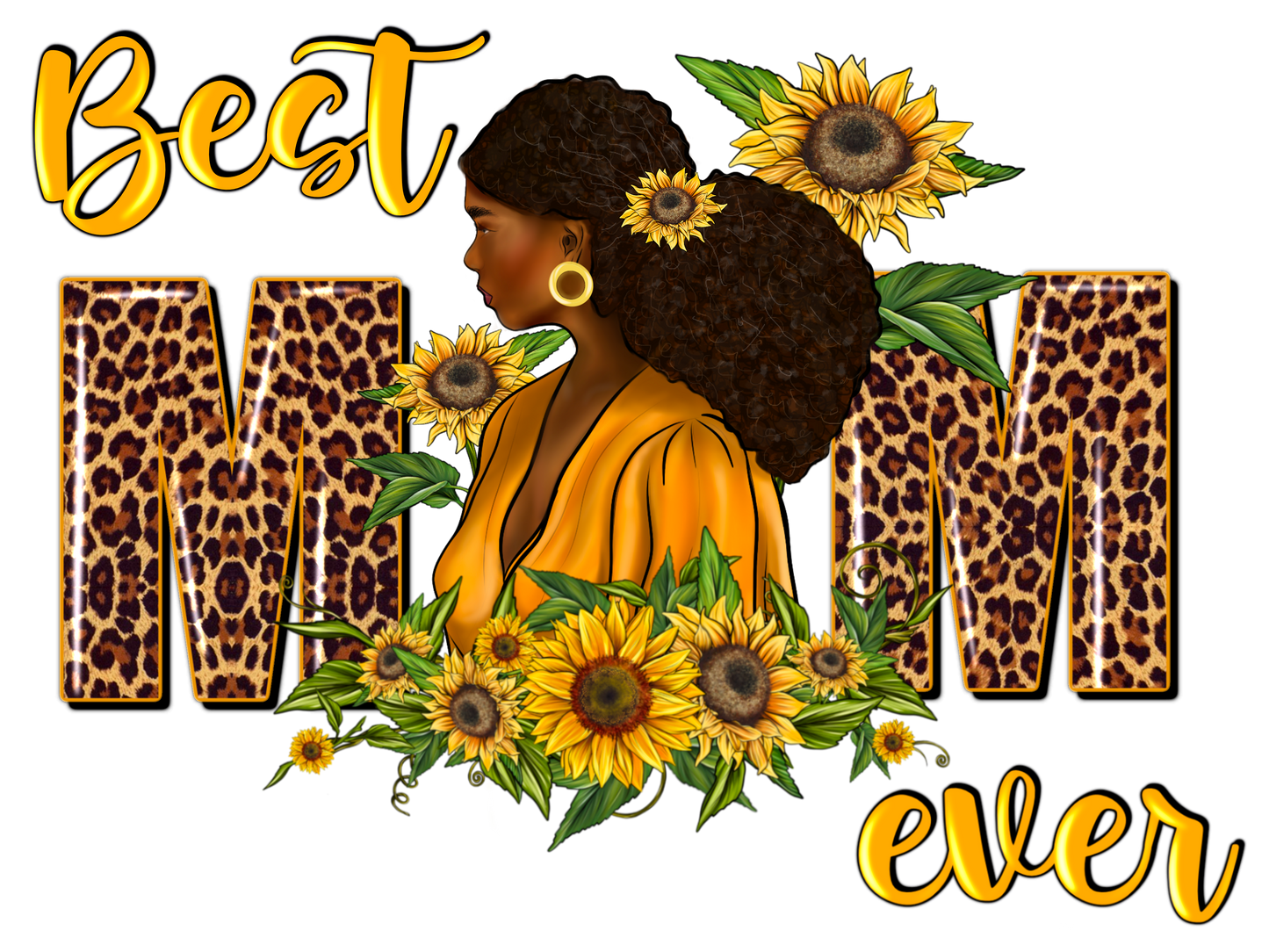 “Best Mom Ever” Leopard & Sunflower Jute Tote