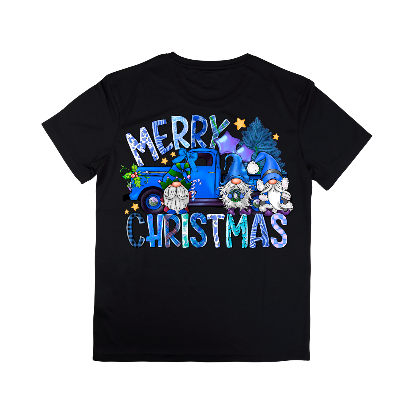 Christmas - Short Sleeve Shirt: Merry Christmas Blue Truck