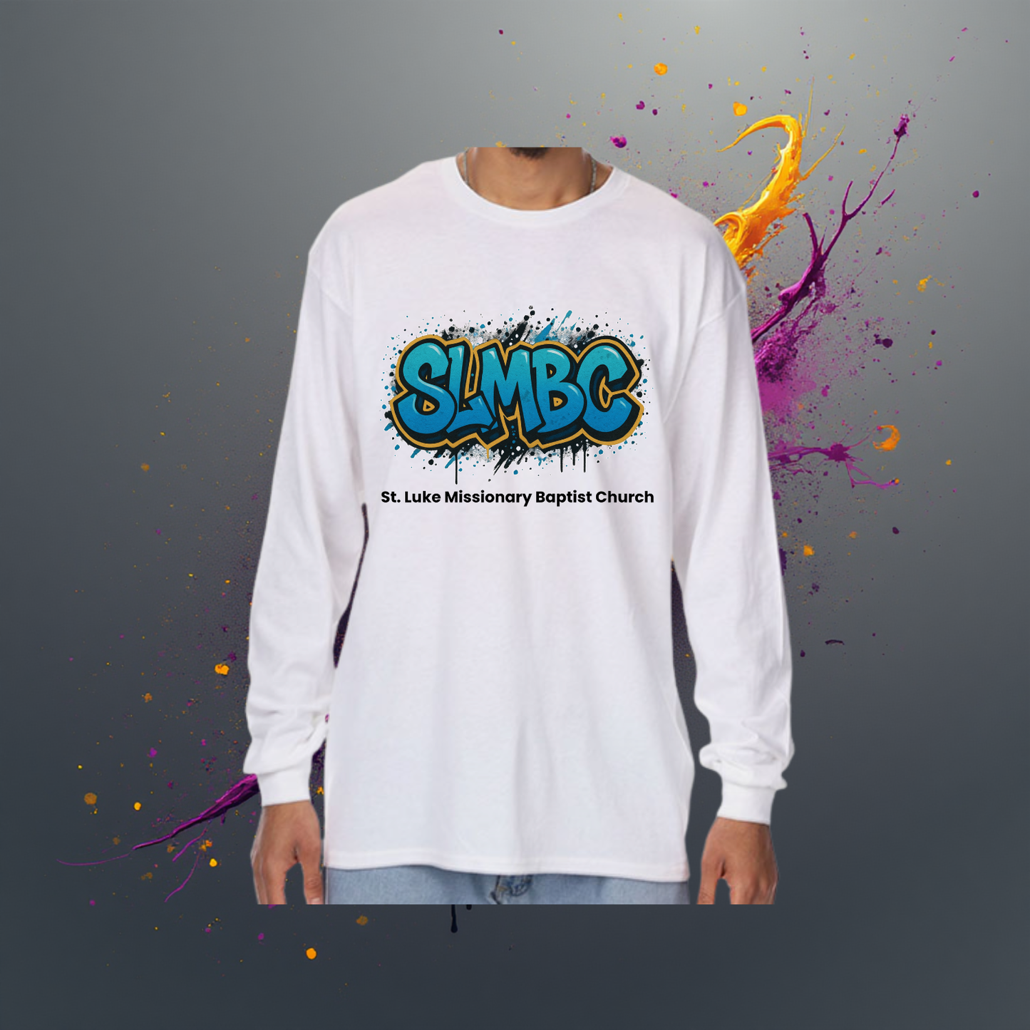 St. Luke SLMBC Graffiti Long Sleeve Tee – Bold Faith, Everyday Style – Adult