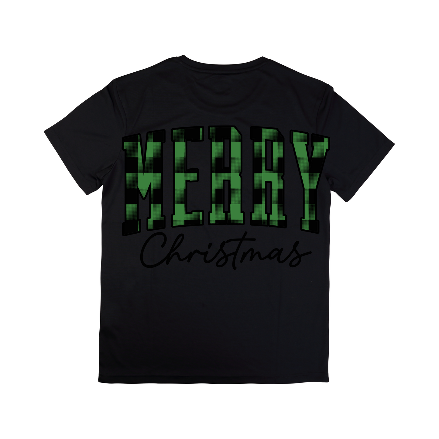 Christmas - Short Sleeve Shirt: MERRY Green Plaid