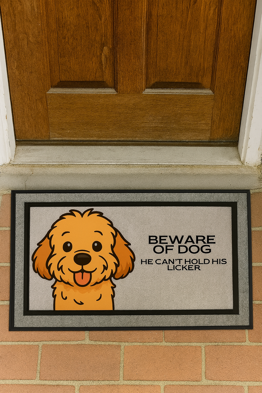“Beware of Dog – He Can’t Hold His Licker” Funny Doormat
