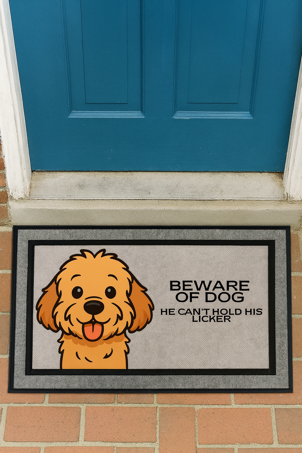 “Beware of Dog – He Can’t Hold His Licker” Funny Doormat
