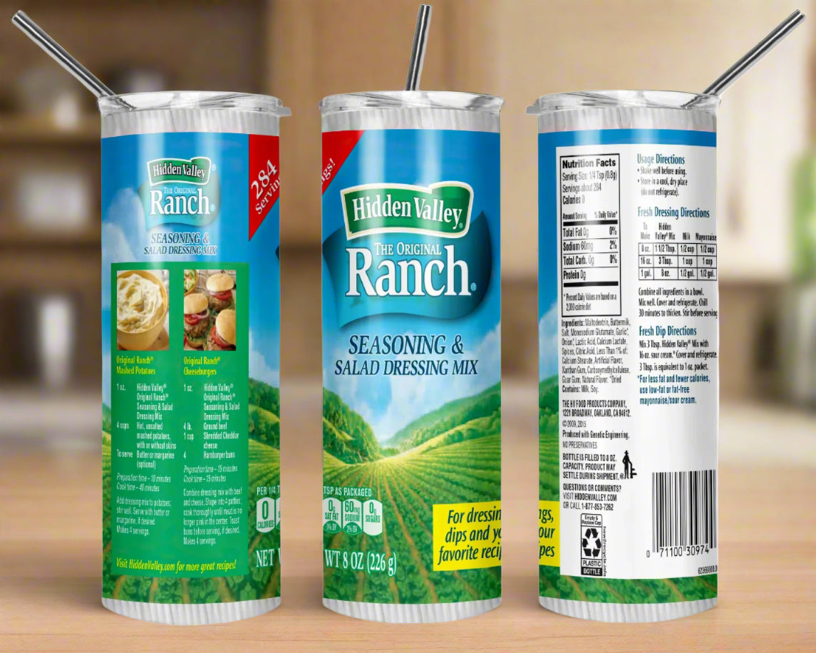 Tumbler: Hidden Valley Ranch UV Printed Tumbler – 20oz