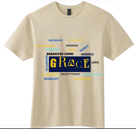 Short Sleeve Shirt - GRACE Word Art Tee – A Statement of Mercy, Favor, & Love