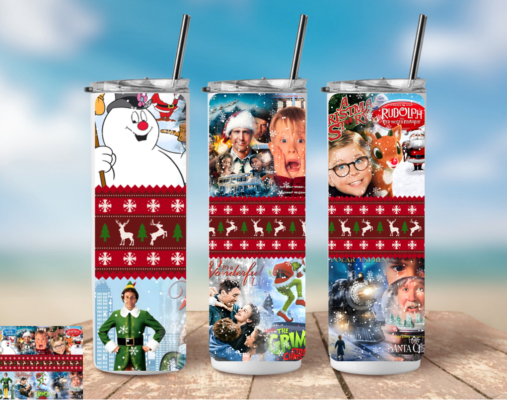 Christmas Iconic Movies 20oz Skinny Tumbler – Festive, Insulated, Gift-Ready