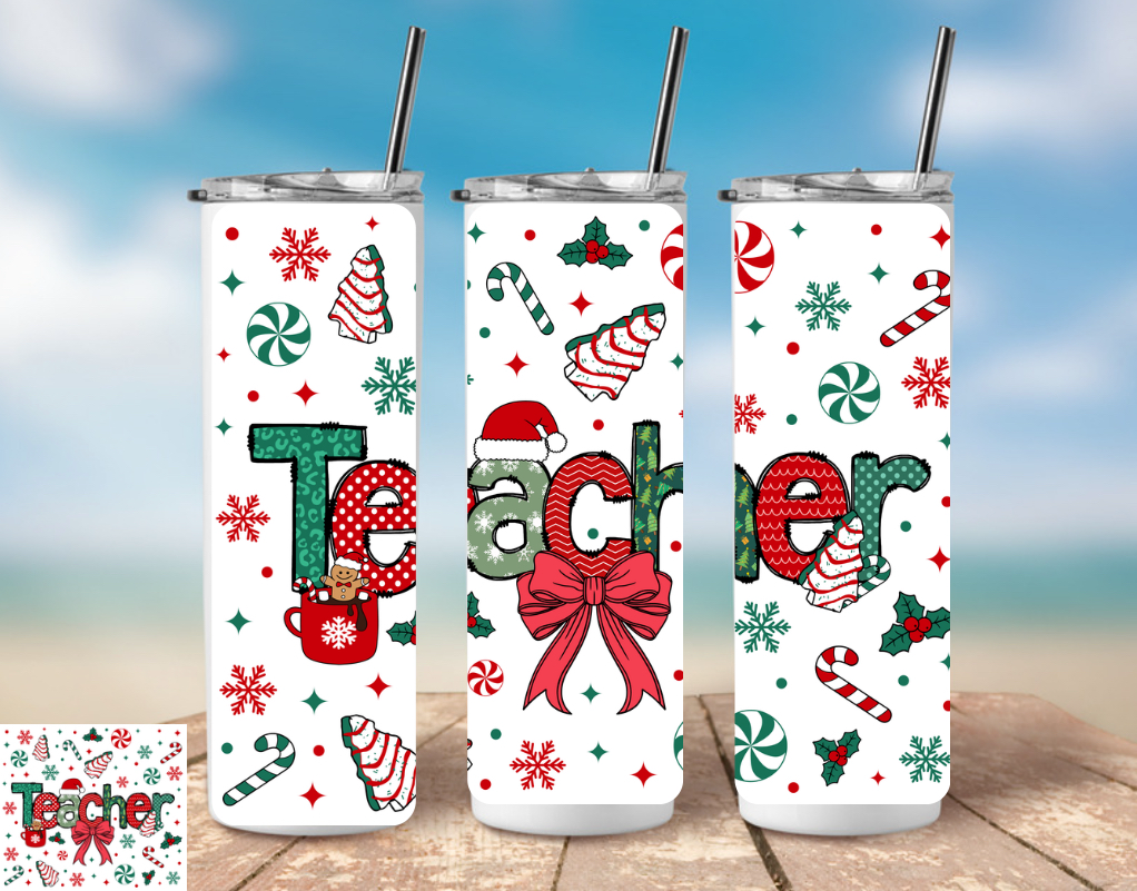 Holiday “Teacher” UV Printed Tumbler (20oz)