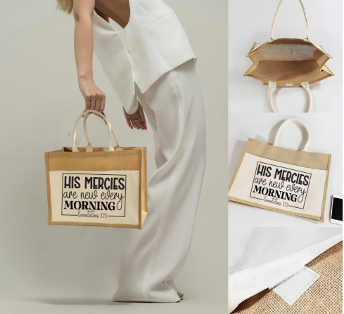 “His Mercies Are New Every Morning” Jute Tote