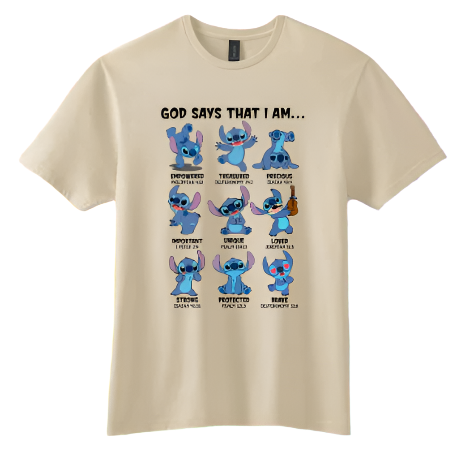 Short Sleeve Shirt - God Says That I am - Stitch