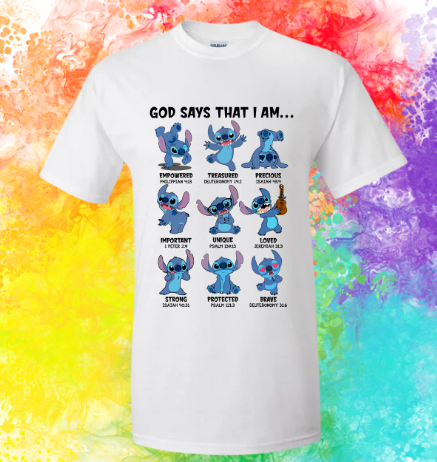 Short Sleeve Shirt - God Says That I am - Stitch
