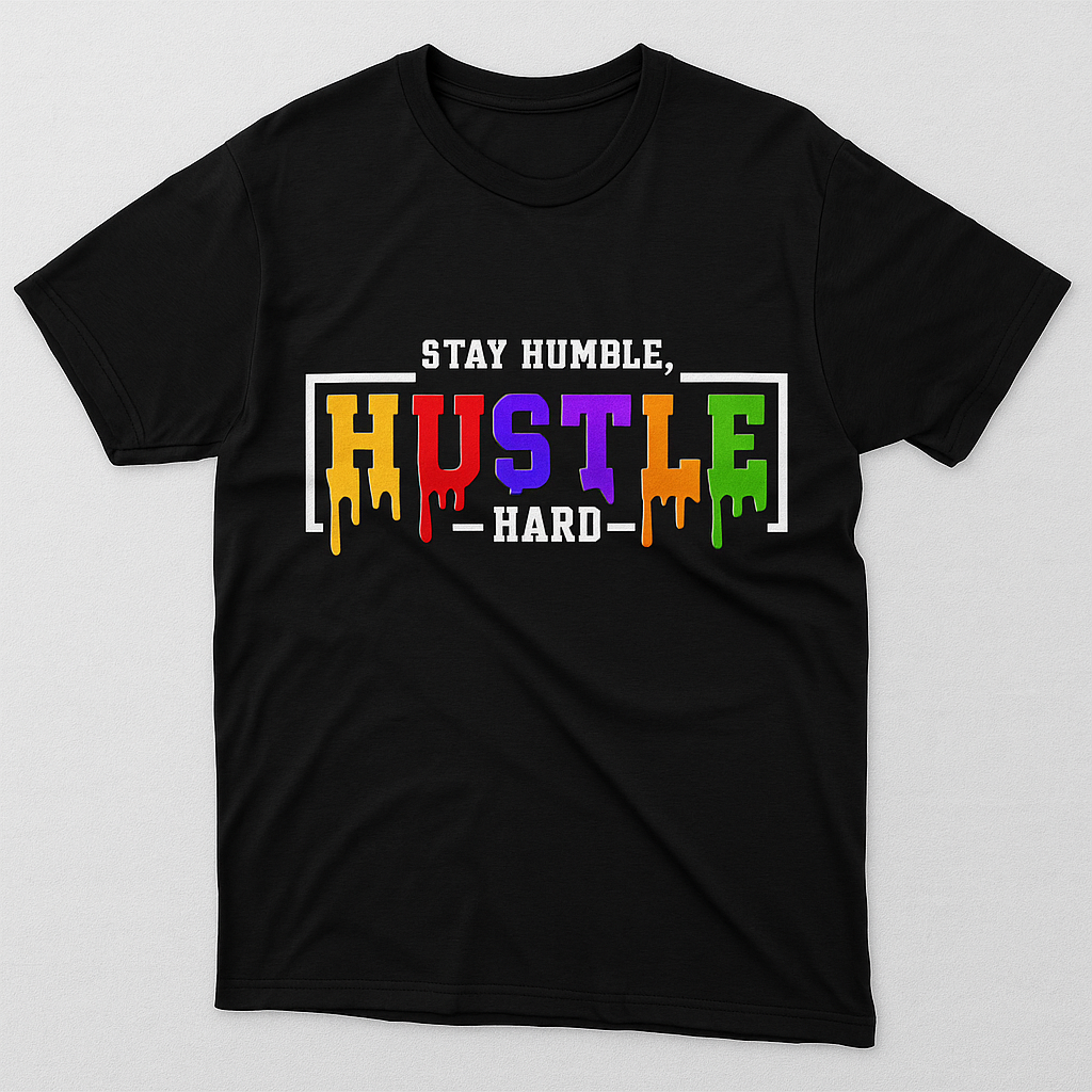 "Stay Humble, Hustle Hard" Drip Lettering Tee