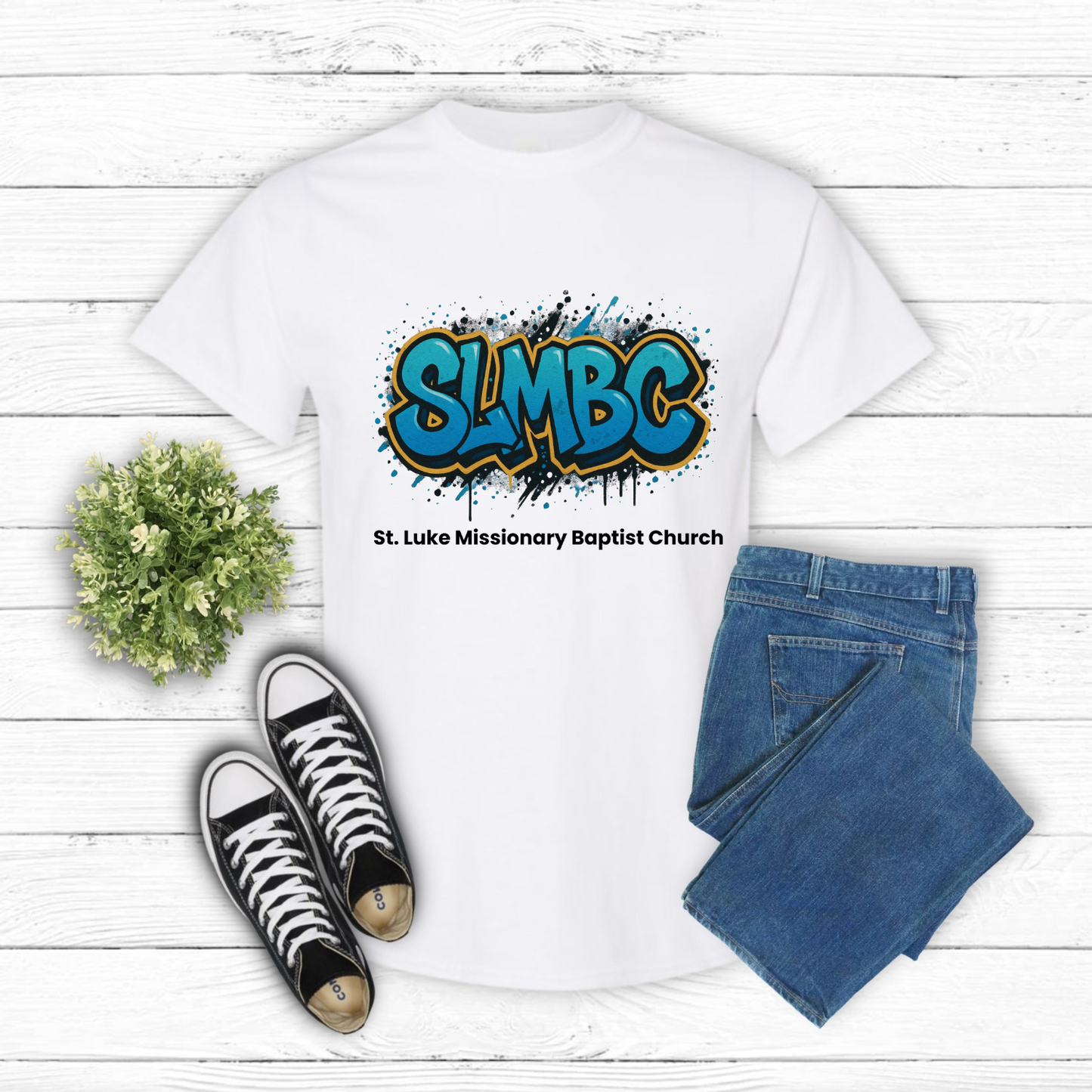 St. Luke Blue Graffiti T-Shirt