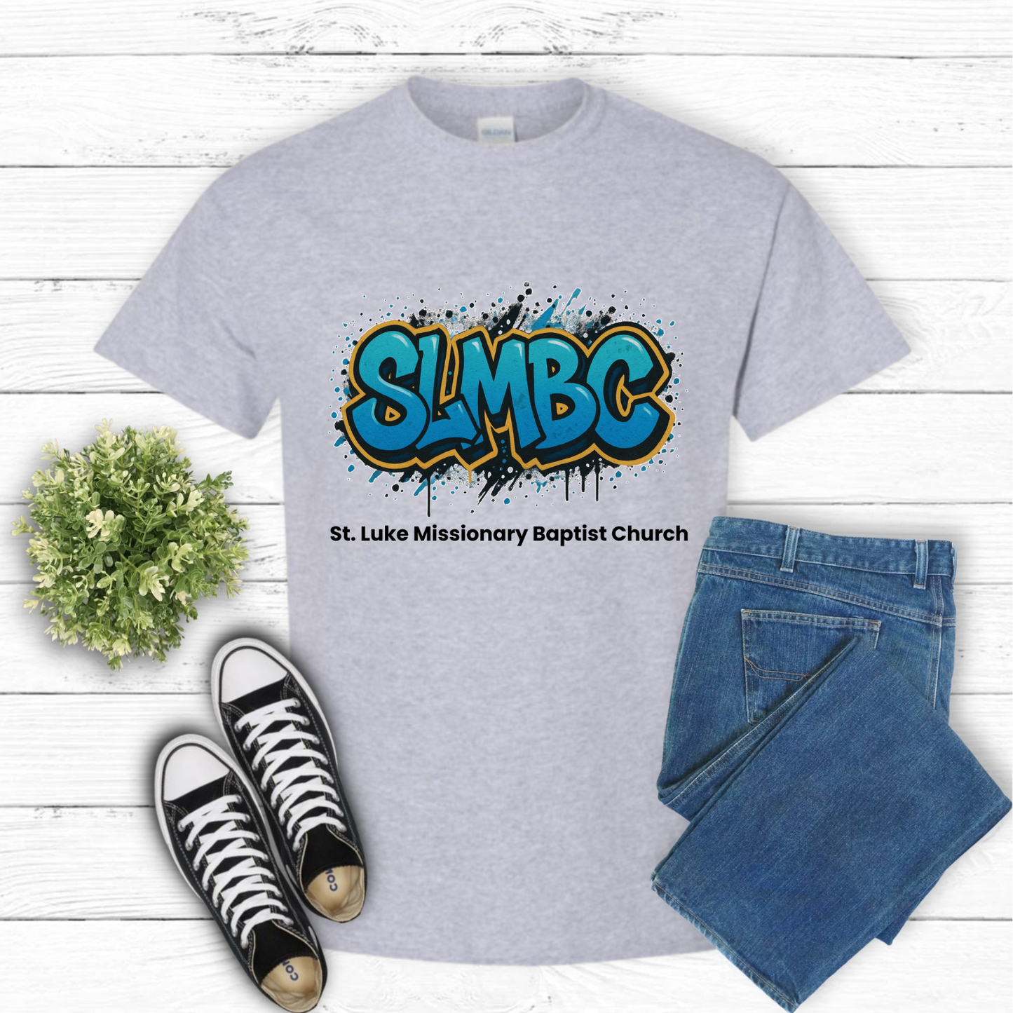 St. Luke Blue Graffiti T-Shirt