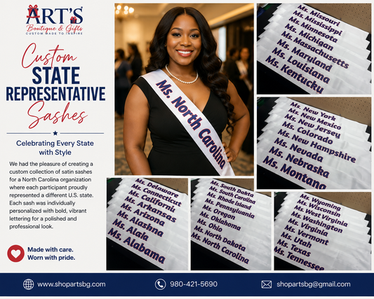 Custom State Representative Sashes | Personalized for a North Carolina Women's Event