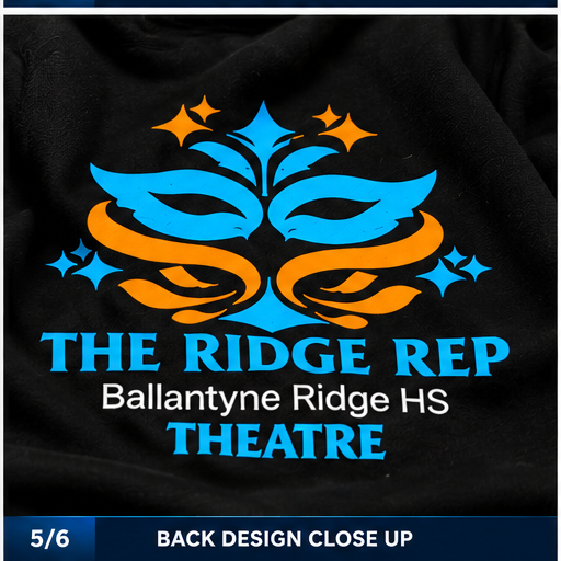 Ridge Rep Theatre Hoodie back design close-up