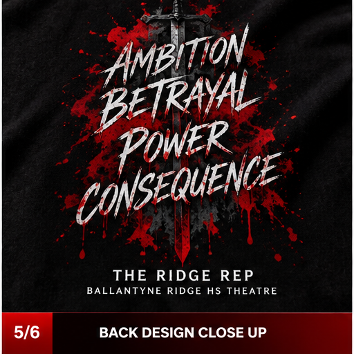 Ridge Rep Macbeth T-Shirt back design close-up