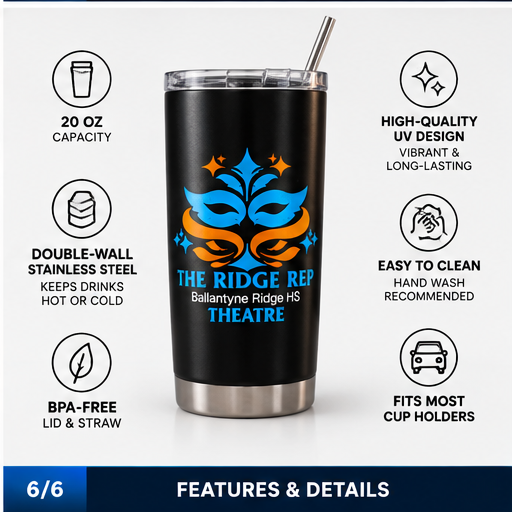 Ridge Rep Theatre Tumbler features and details