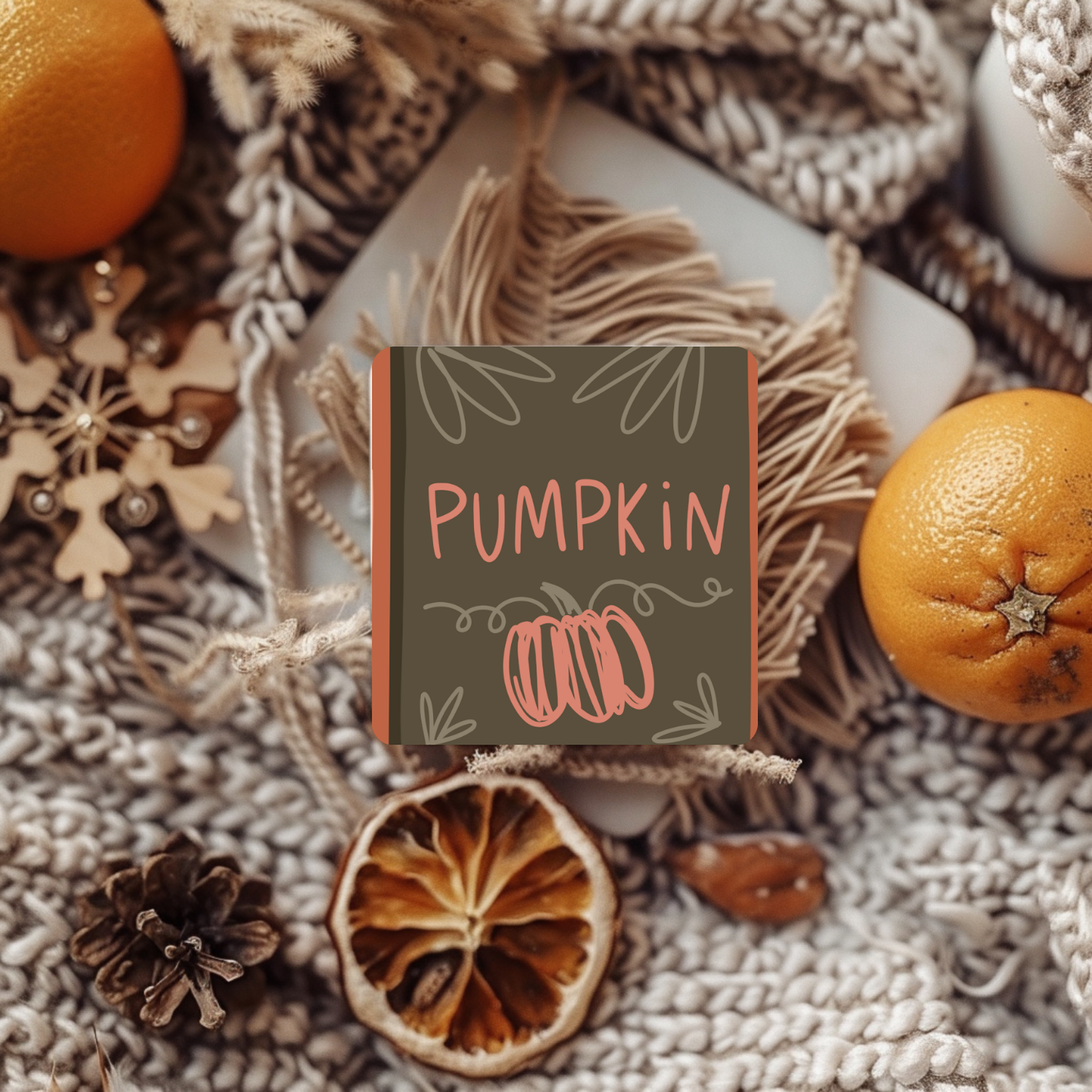“Pumpkin Script” Minimalist Fall Coaster