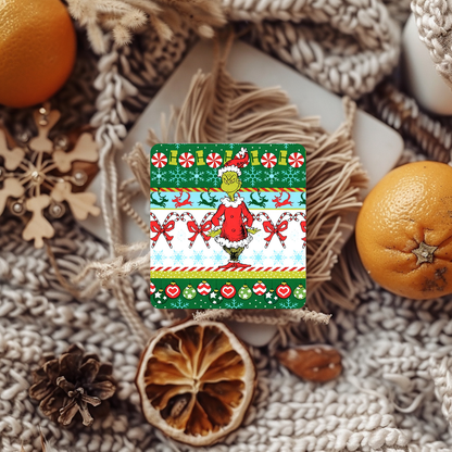“Grinchy Christmas Pattern” Coaster