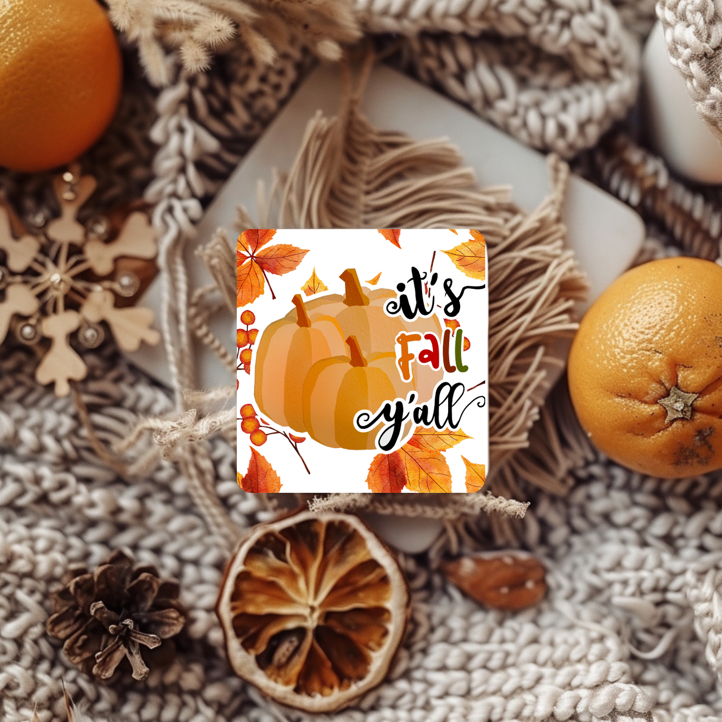 “It’s Fall Y’all” Pumpkin Coaster