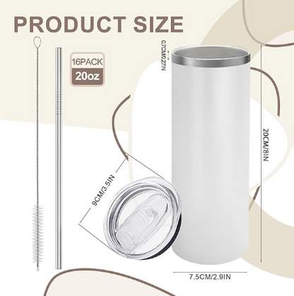Crisp Linen Vibes UV DTF 20oz Skinny Tumbler