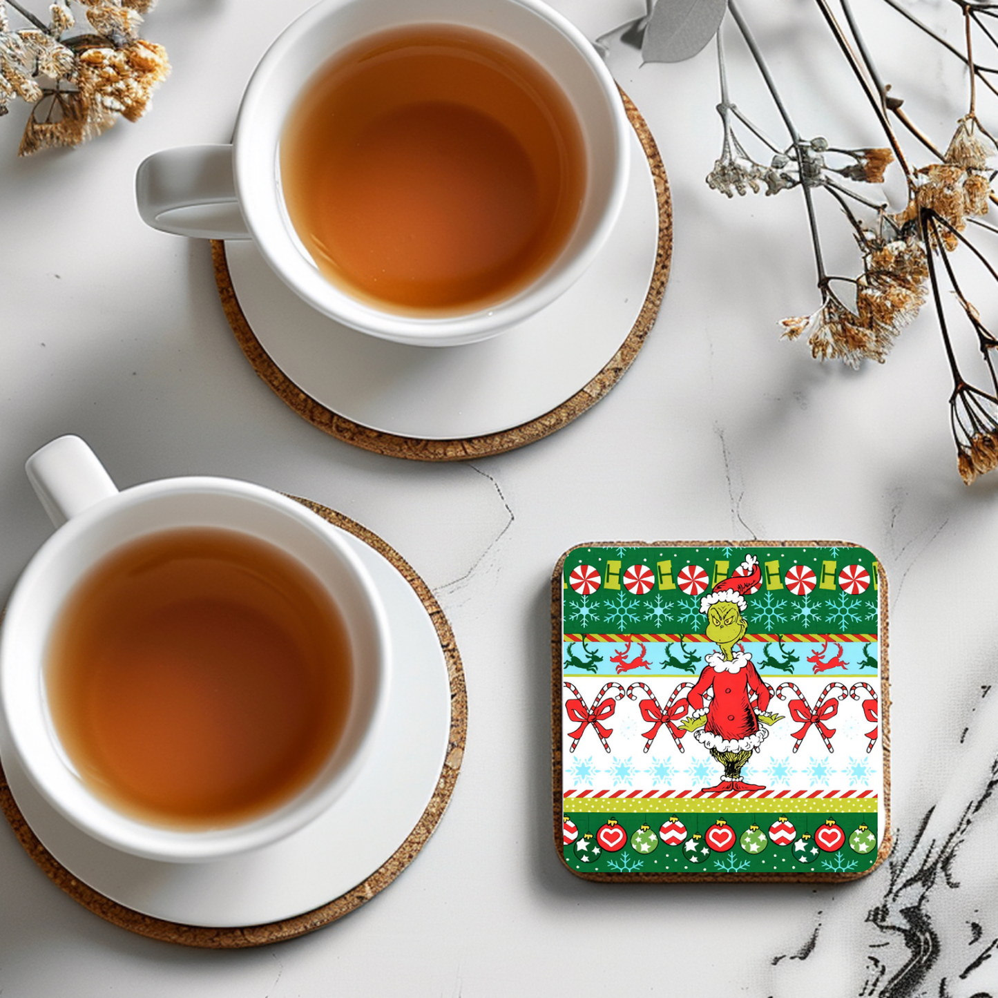 “Grinchy Christmas Pattern” Coaster