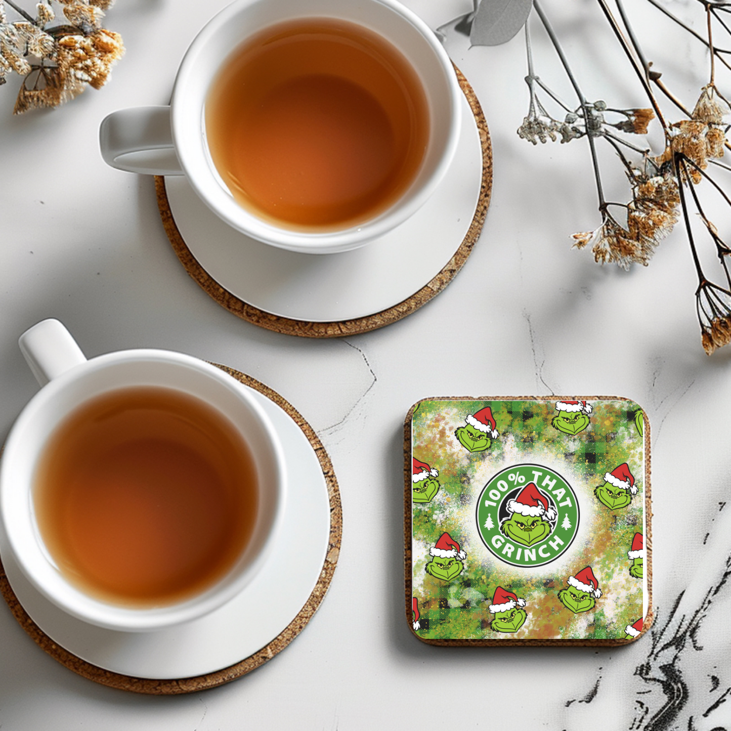 “100% That Grinch” Christmas Coaster