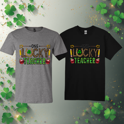 Short Sleeve T-shirt: St. Patrick - One Lucky Teacher