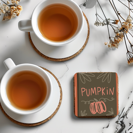 “Pumpkin Script” Minimalist Fall Coaster