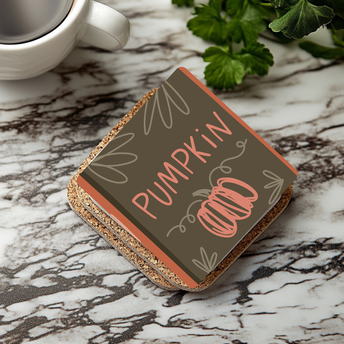 “Pumpkin Script” Minimalist Fall Coaster