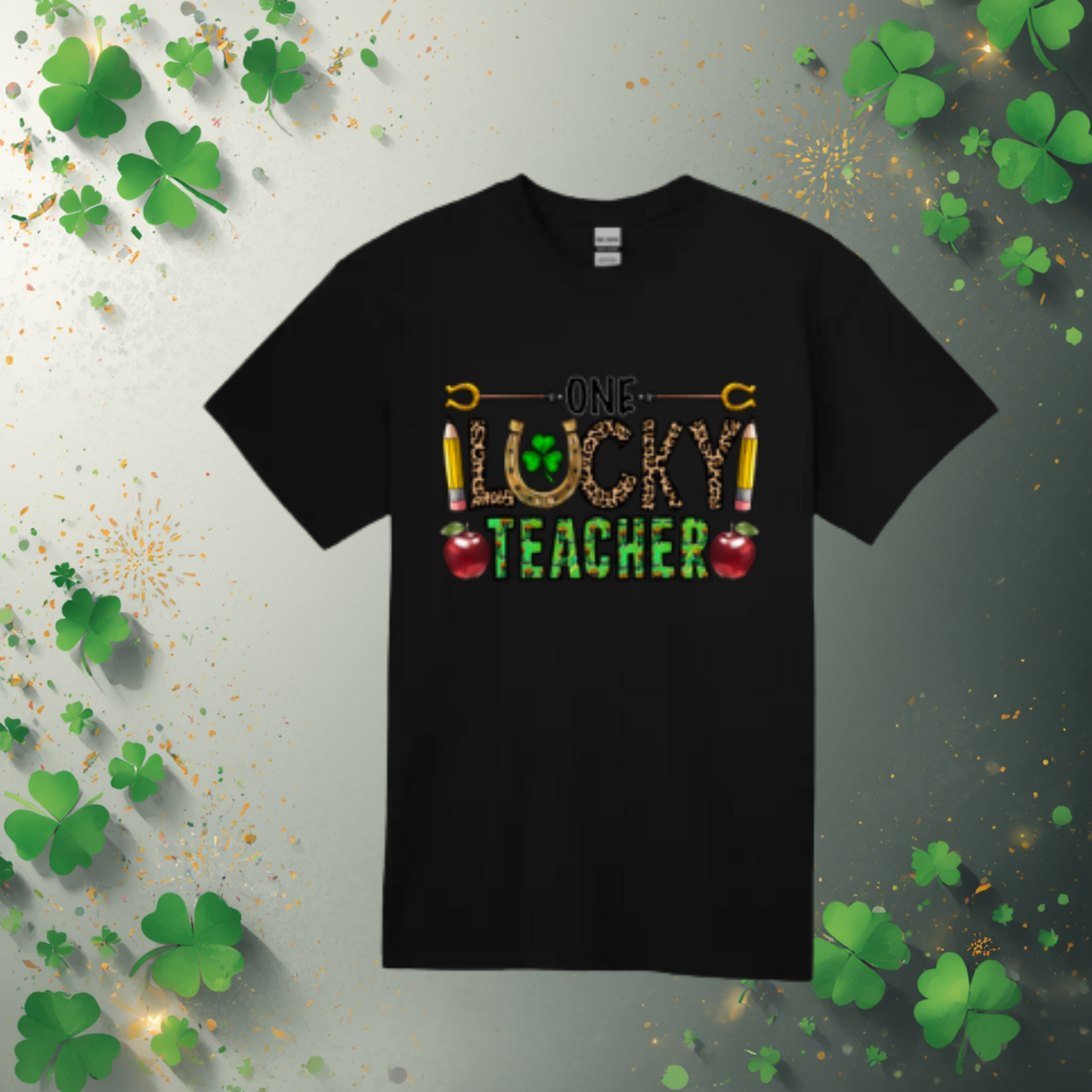 Short Sleeve T-shirt: St. Patrick - One Lucky Teacher