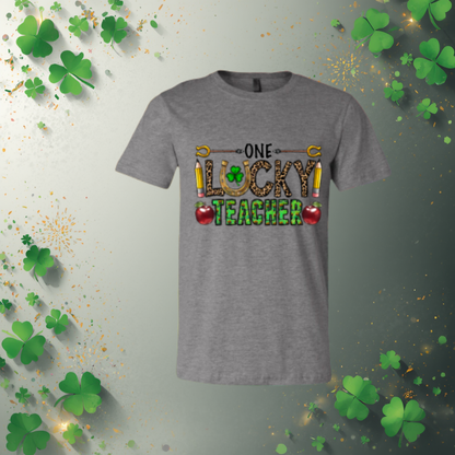 Short Sleeve T-shirt: St. Patrick - One Lucky Teacher