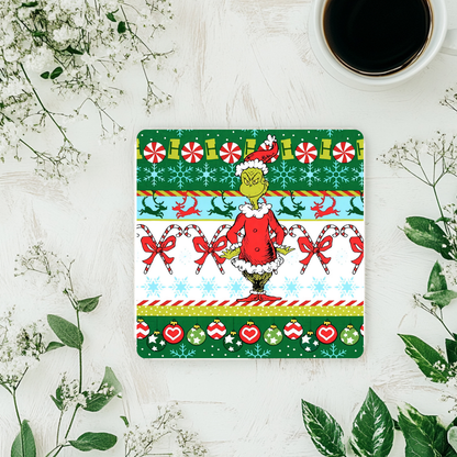 “Grinchy Christmas Pattern” Coaster