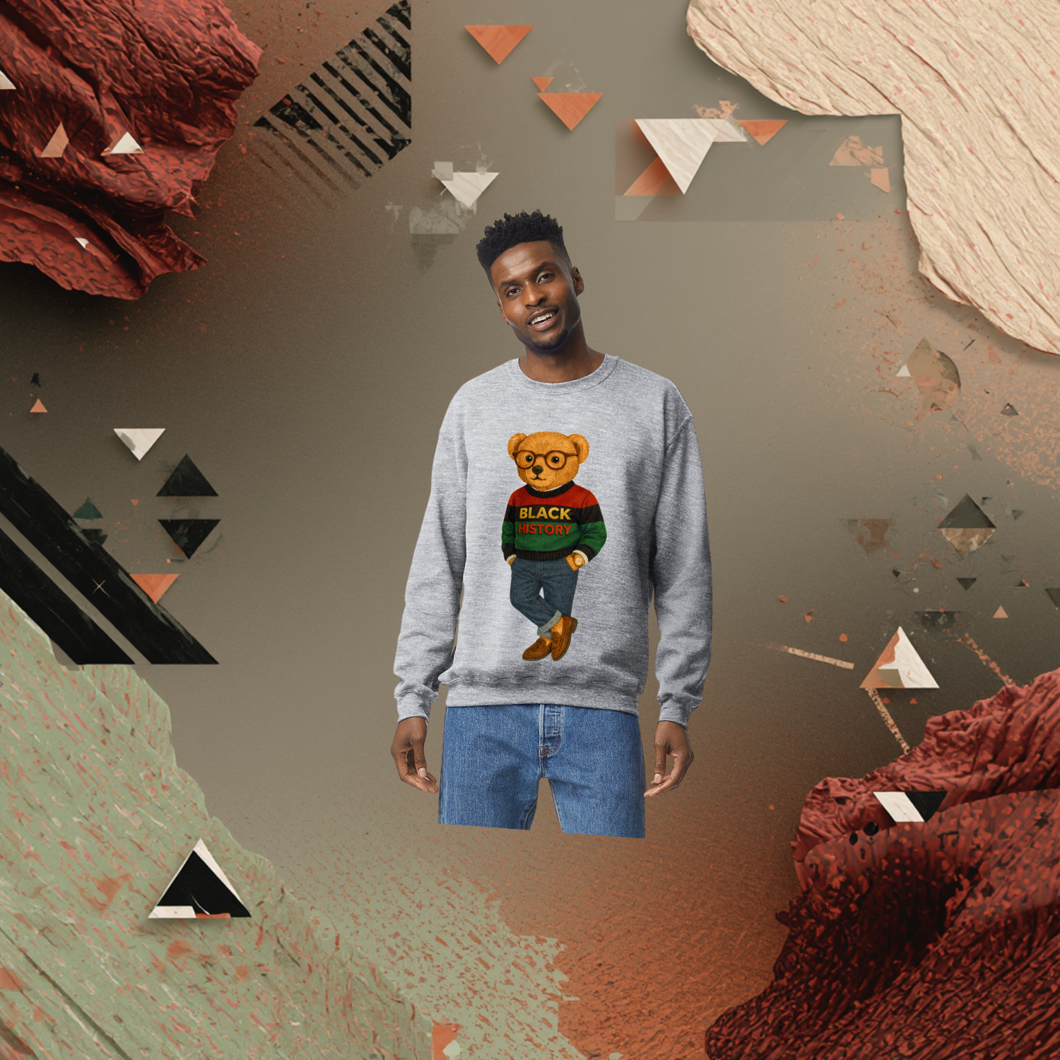 Black History Bear Crewneck Sweatshirt