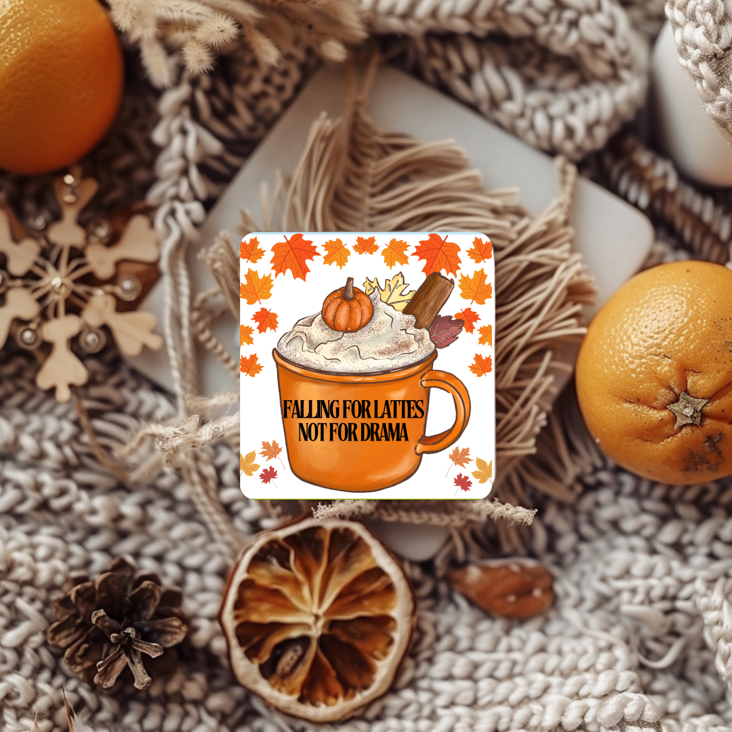 “Falling for Lattes, Not for Drama” Fall Coaster