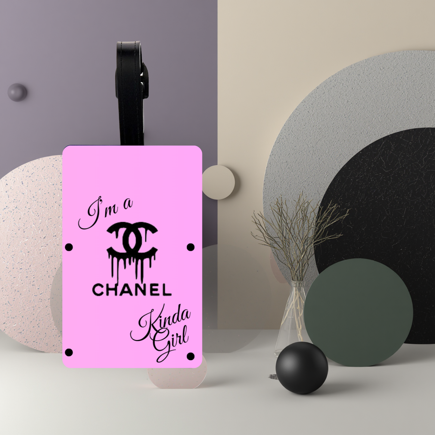 “I’m a Chanel Kinda Girl” UV DTF Printed Luggage Tag (Pink)
