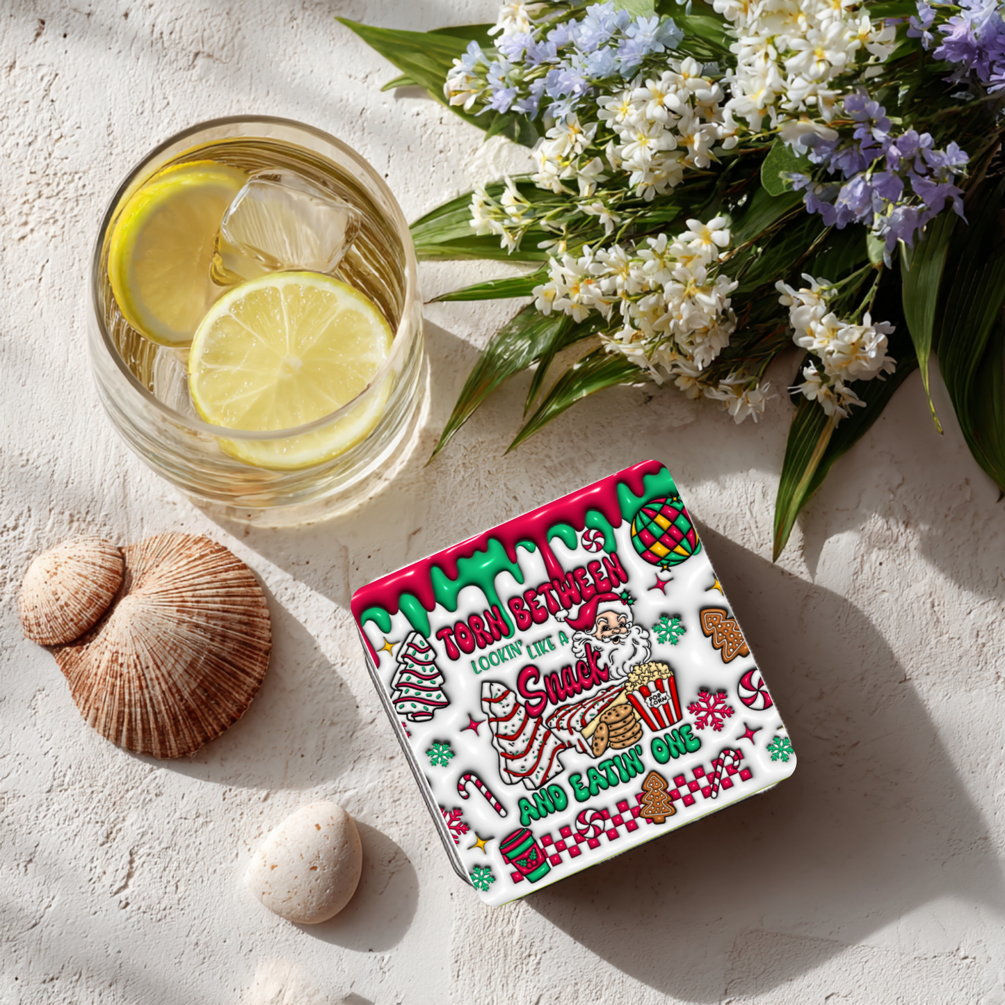 “Torn Between Lookin’ Like a Snack” Christmas Coaster