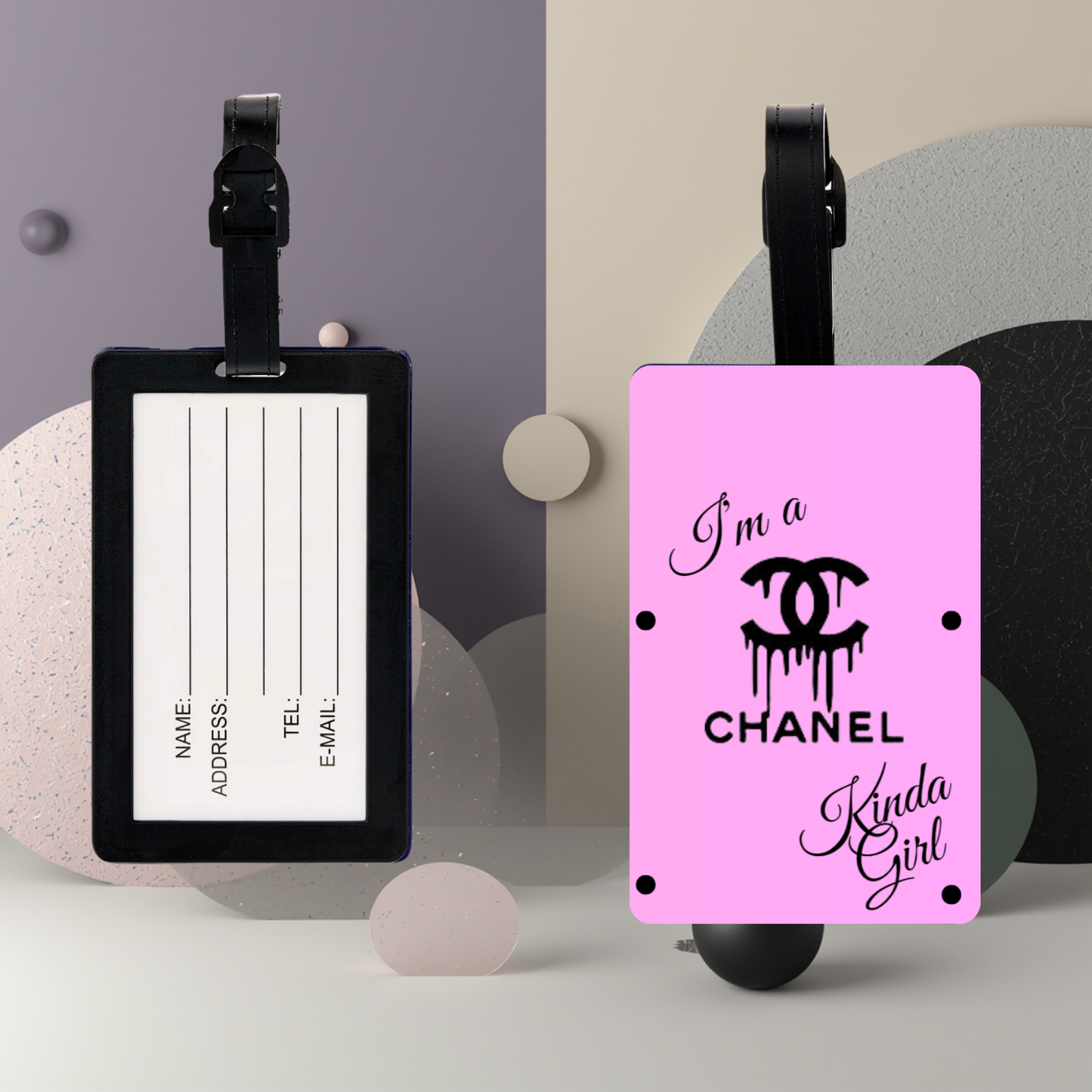 “I’m a Chanel Kinda Girl” UV DTF Printed Luggage Tag (Pink)