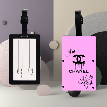 “I’m a Chanel Kinda Girl” UV DTF Printed Luggage Tag (Pink)