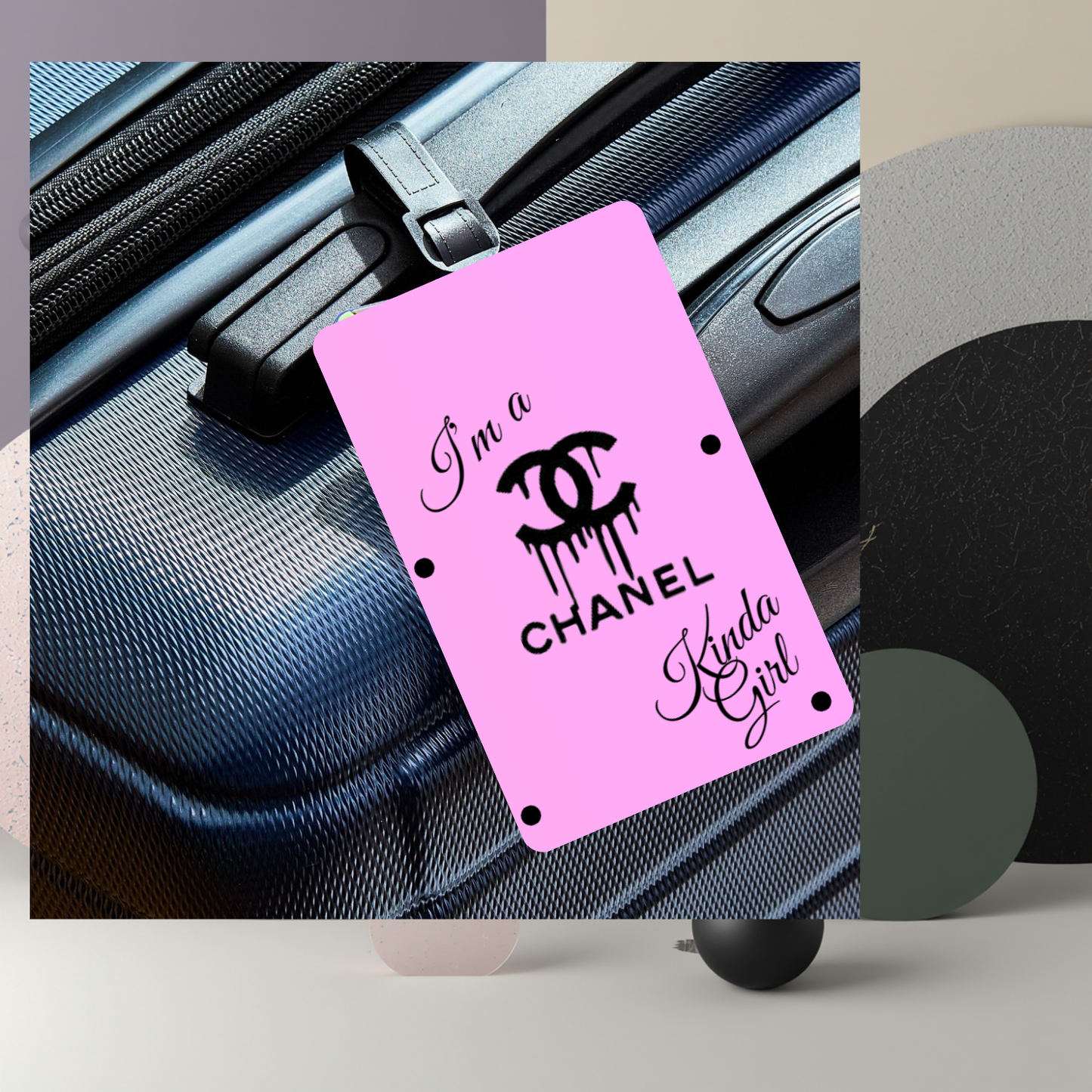 “I’m a Chanel Kinda Girl” UV DTF Printed Luggage Tag (Pink)