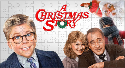 “Holiday themed ‘A Christmas Story’ 120-piece puzzle with classic festive characters.”