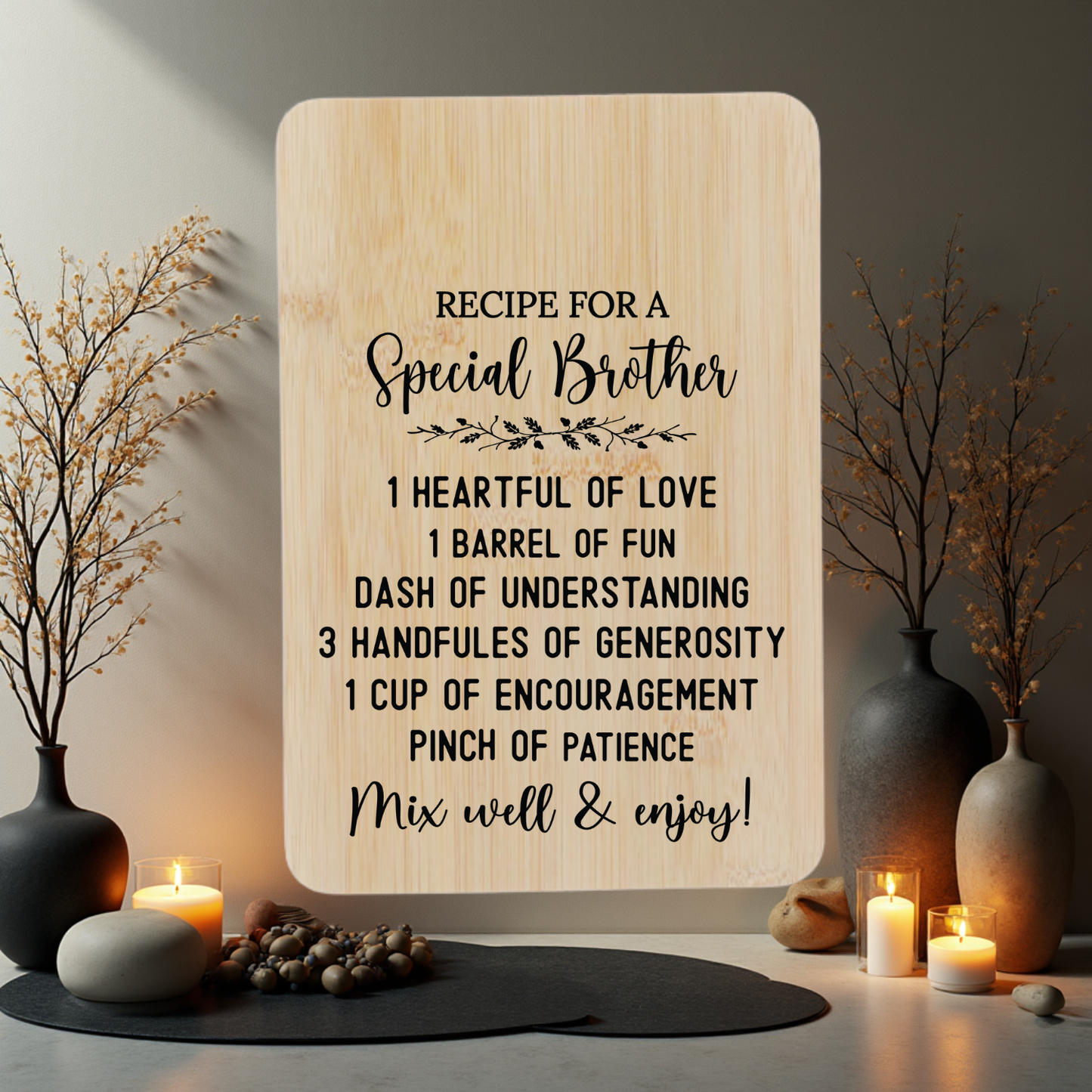 Recipe for a Special Brother Engraved Bamboo Cutting Board